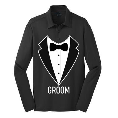 Groom Wedding Tuxedo Silk Touch Performance Long Sleeve Polo