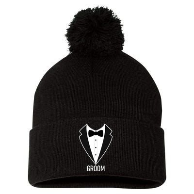 Groom Wedding Tuxedo Pom Pom 12in Knit Beanie