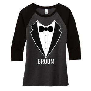 Groom Wedding Tuxedo Women's Tri-Blend 3/4-Sleeve Raglan Shirt