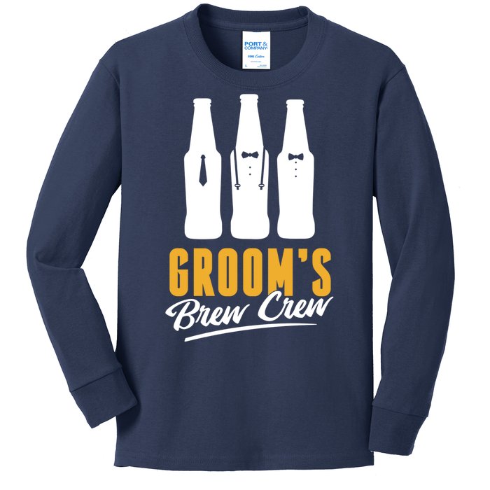 Grooms Brew Crew Kids Long Sleeve Shirt