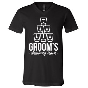 Grooms Drinking Teem Glass V-Neck T-Shirt