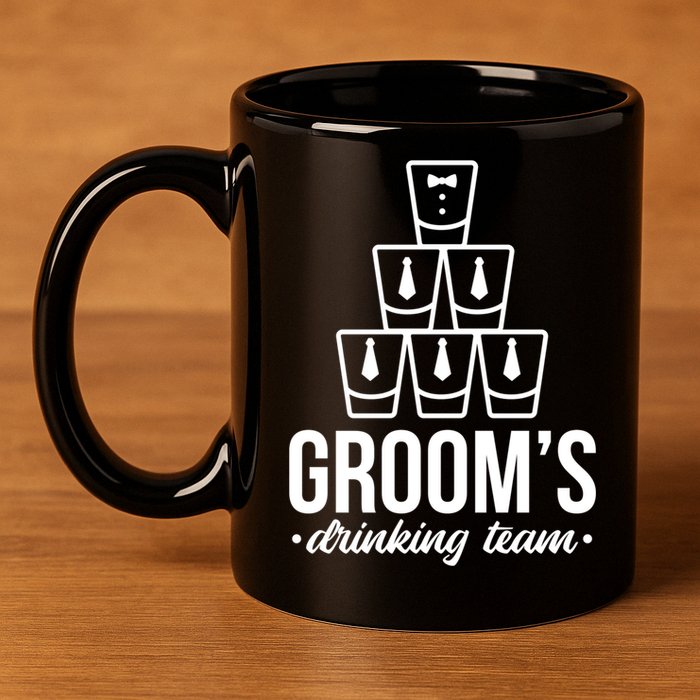 Grooms Drinking Teem Glass 11oz C Handle Ceramic Mug