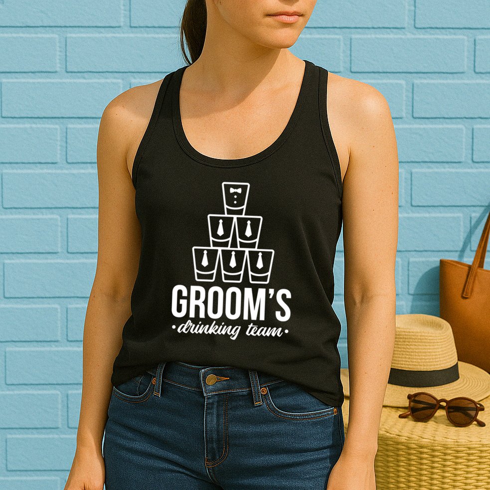 Grooms Drinking Teem Glass Womens Tank Top