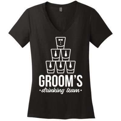 Grooms Drinking Teem Glass Women's V-Neck T-Shirt