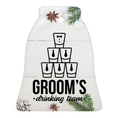 Grooms Drinking Teem Glass Ceramic Bell Ornament