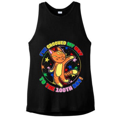 Groovy Cat 100th Day of School Ladies PosiCharge Tri-Blend Wicking Tank