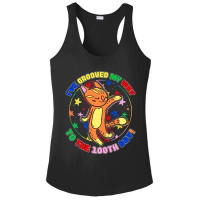 Groovy Cat 100th Day of School Ladies PosiCharge Competitor Racerback Tank