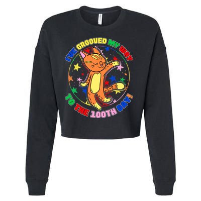Groovy Cat 100th Day of School Cropped Pullover Crew