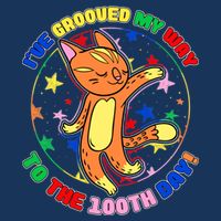 Groovy Cat 100th Day of School Drawstring Bag