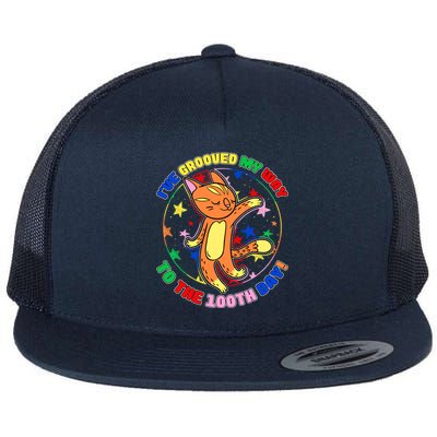 Groovy Cat 100th Day of School Flat Bill Trucker Hat