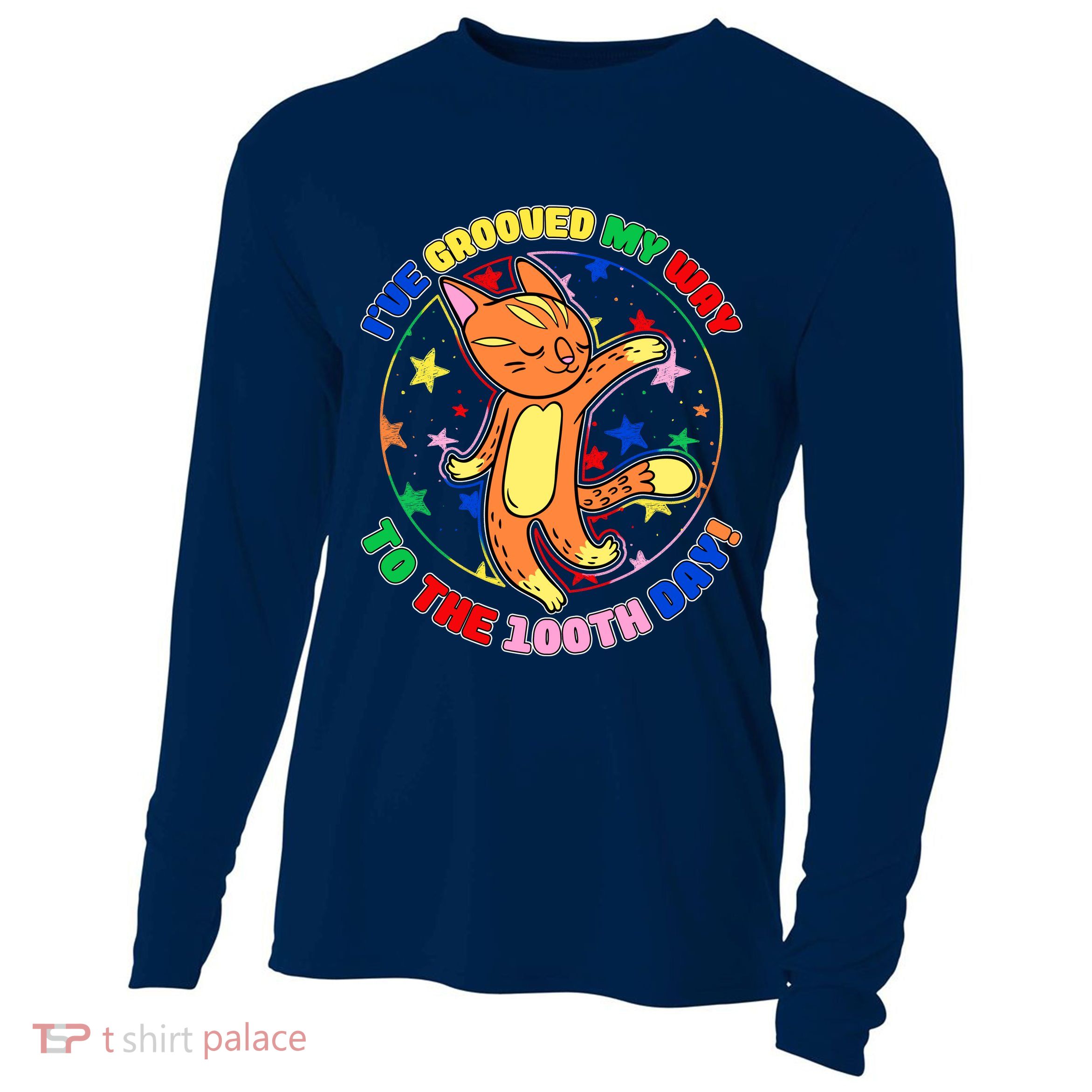 Groovy Cat 100th Day of School Cooling Performance Long Sleeve Crew