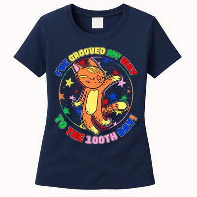 Groovy Cat 100th Day of School Womens T-Shirt