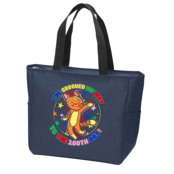 Groovy Cat 100th Day of School Zip Tote Bag