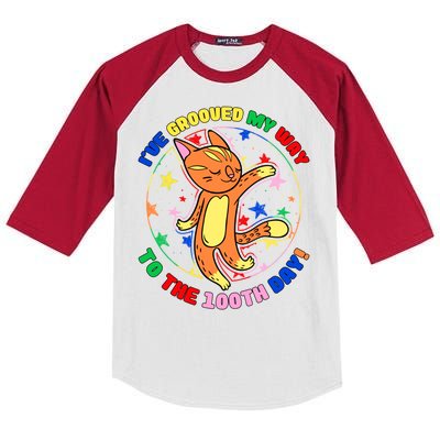 Groovy Cat 100th Day of School Kids Colorblock Raglan Jersey