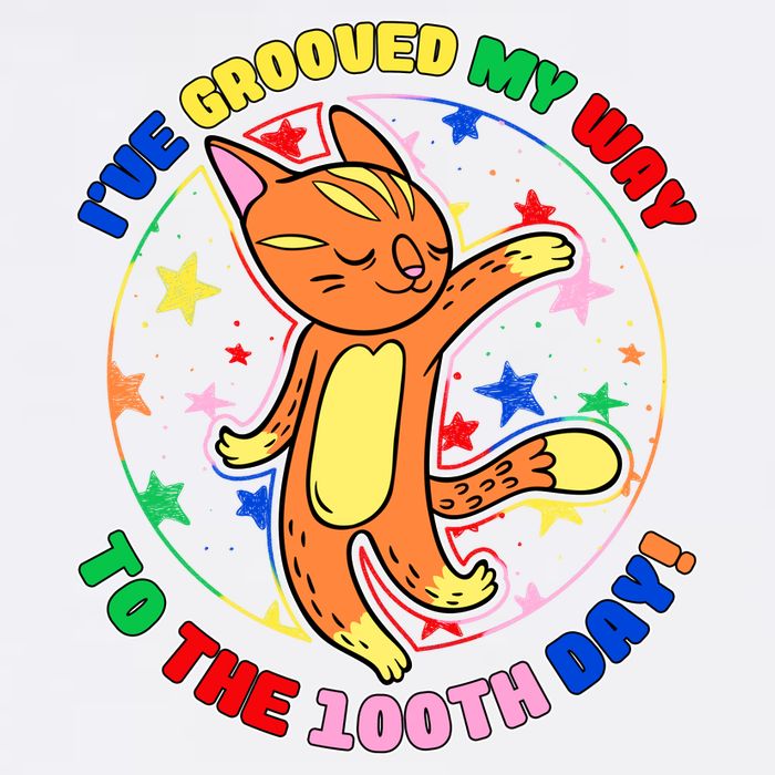 Groovy Cat 100th Day of School Garment-Dyed Sweatshirt