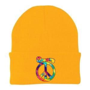 Groovy Peace Sign Knit Cap Winter Beanie