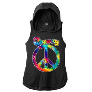 Groovy Peace Sign Ladies PosiCharge Tri-Blend Wicking Draft Hoodie Tank