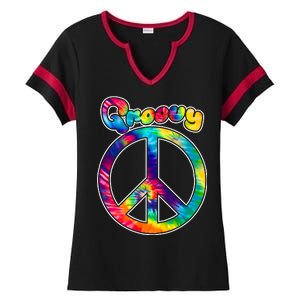 Groovy Peace Sign Ladies Halftime Notch Neck Tee