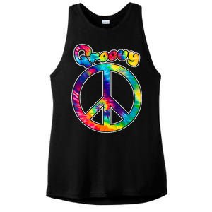 Groovy Peace Sign Ladies PosiCharge Tri-Blend Wicking Tank