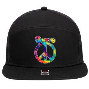 Groovy Peace Sign 7 Panel Mesh Trucker Snapback Hat