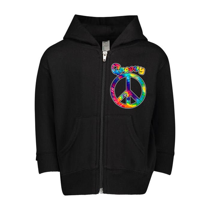 Groovy Peace Sign Toddler Zip Fleece Hoodie