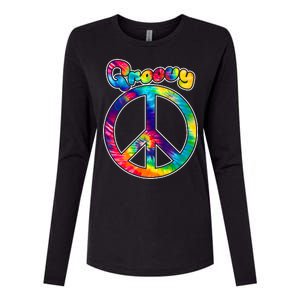 Groovy Peace Sign Womens Cotton Relaxed Long Sleeve T-Shirt