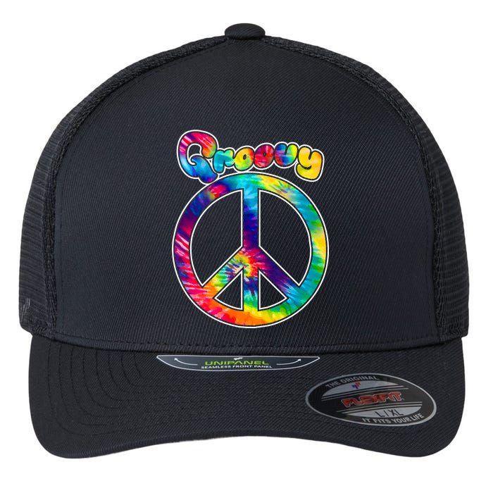 Groovy Peace Sign Flexfit Unipanel Trucker Cap