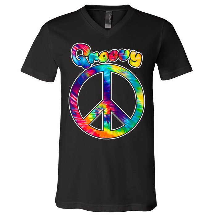 Groovy Peace Sign V-Neck T-Shirt