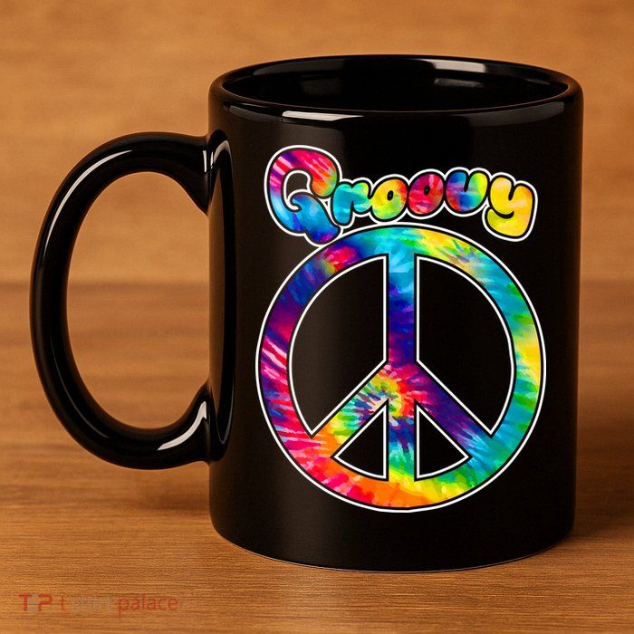 Groovy Peace Sign 11oz C Handle Ceramic Mug