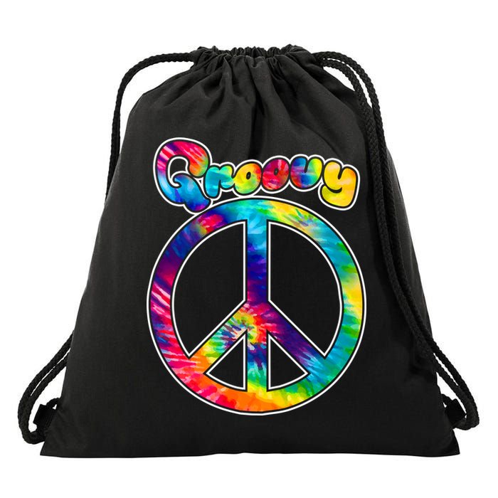 Groovy Peace Sign Drawstring Bag