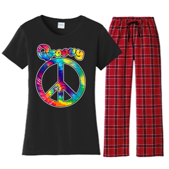 Groovy Peace Sign Women's Flannel Pajama Set