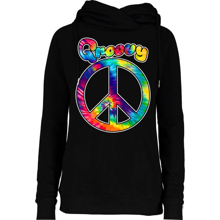 Groovy Peace Sign Womens Funnel Neck Pullover Hood