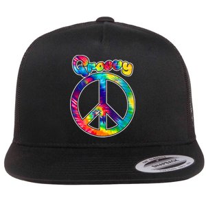 Groovy Peace Sign Flat Bill Trucker Hat