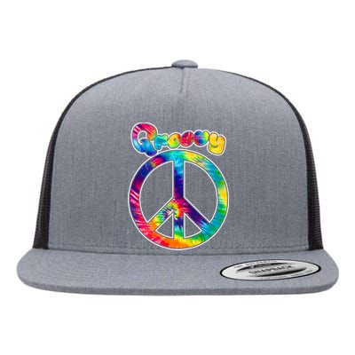 Groovy Peace Sign Flat Bill Trucker Hat