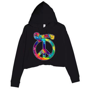 Groovy Peace Sign Crop Fleece Hoodie