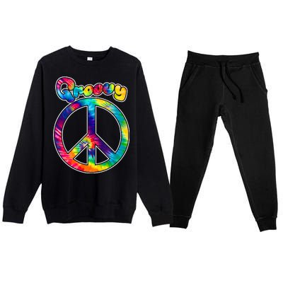 Groovy Peace Sign Premium Crewneck Sweatsuit Set