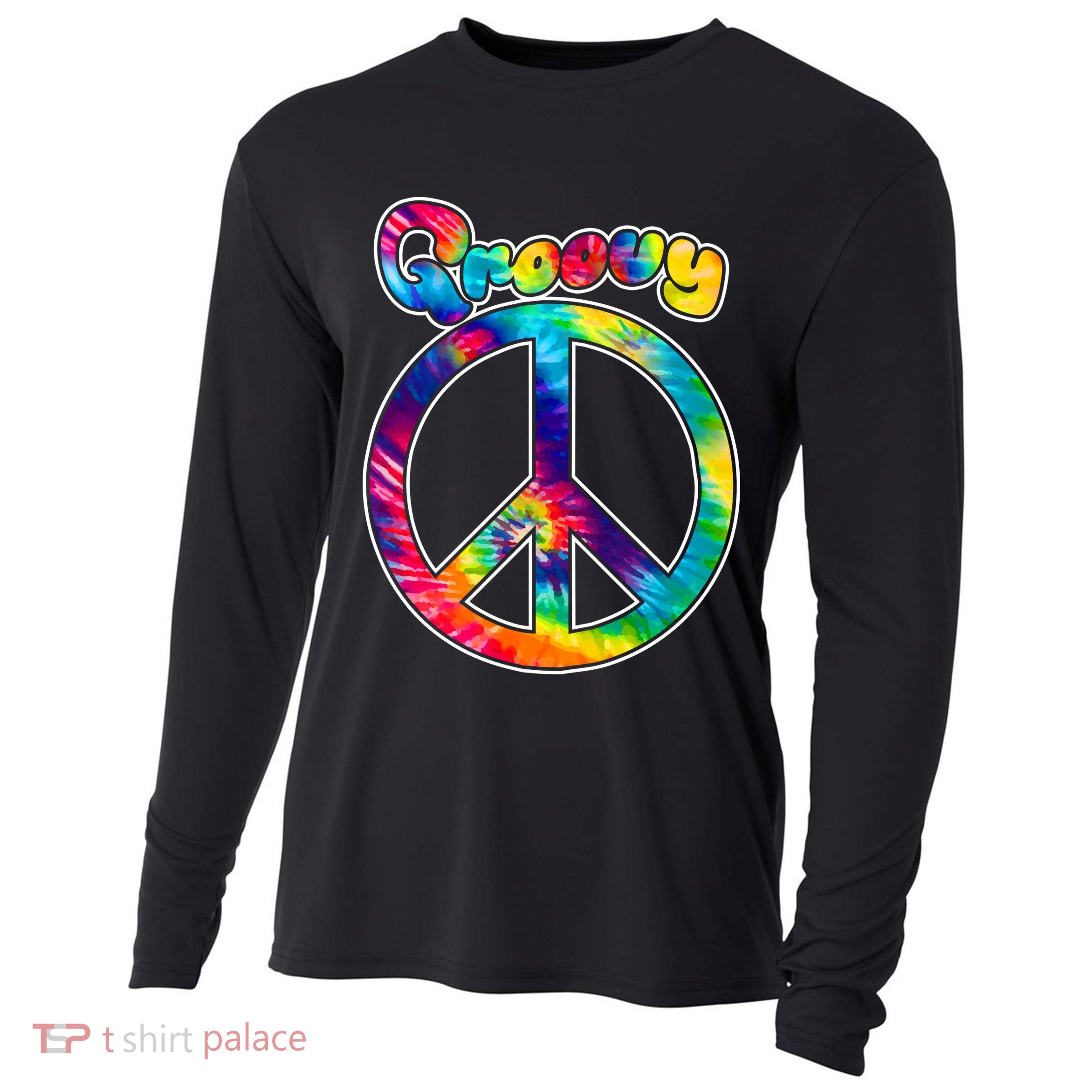 Groovy Peace Sign Cooling Performance Long Sleeve Crew
