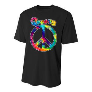 Groovy Peace Sign Youth Performance Sprint T-Shirt