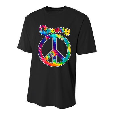 Groovy Peace Sign Youth Performance Sprint T-Shirt