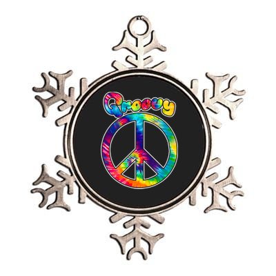 Groovy Peace Sign Metallic Star Ornament