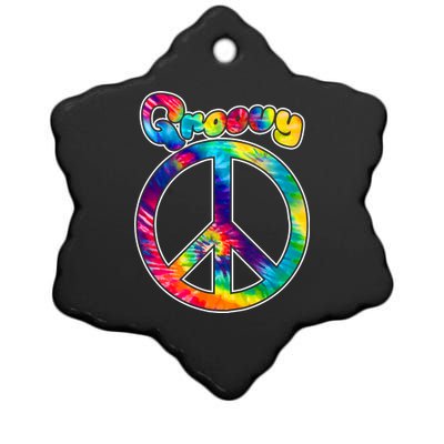 Groovy Peace Sign Ceramic Star Ornament