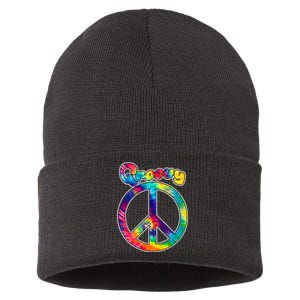 Groovy Peace Sign Sustainable Knit Beanie