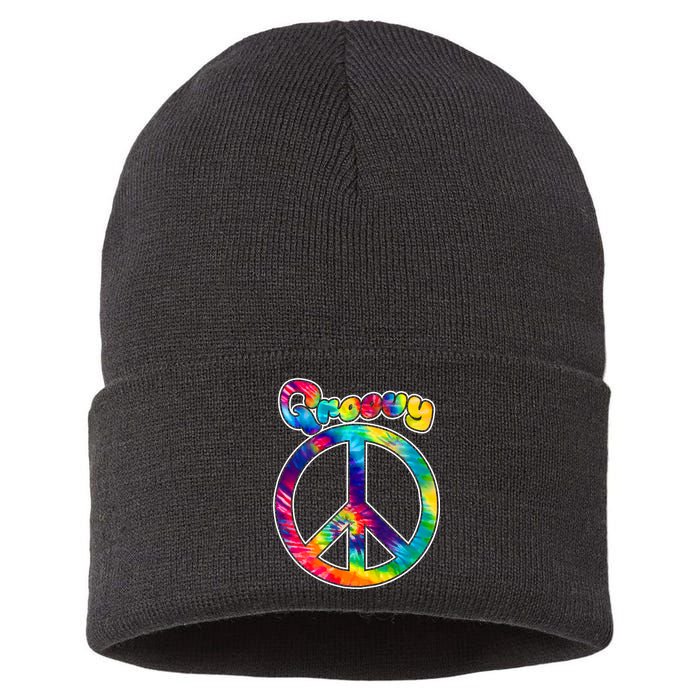 Groovy Peace Sign Sustainable Knit Beanie