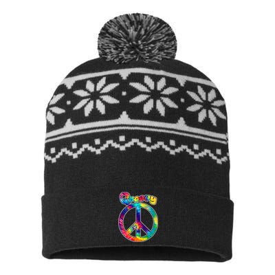 Groovy Peace Sign USA-Made Snowflake Beanie