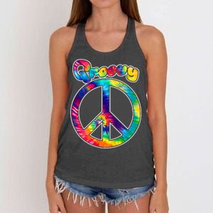 Groovy Peace Sign Women's Knotted Racerback Tank