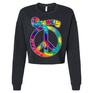 Groovy Peace Sign Cropped Pullover Crew