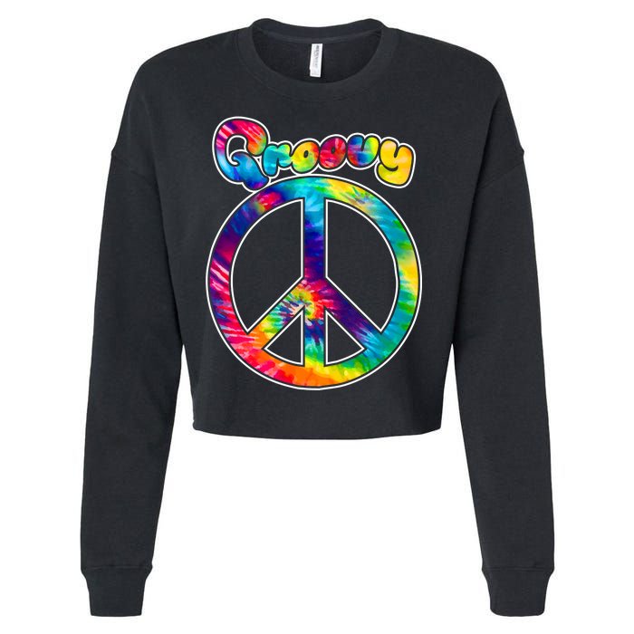 Groovy Peace Sign Cropped Pullover Crew