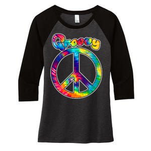 Groovy Peace Sign Women's Tri-Blend 3/4-Sleeve Raglan Shirt