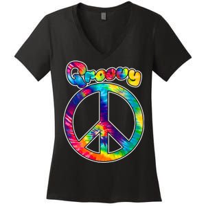 Groovy Peace Sign Women's V-Neck T-Shirt