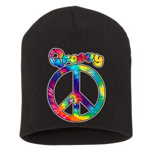 Groovy Peace Sign Short Acrylic Beanie